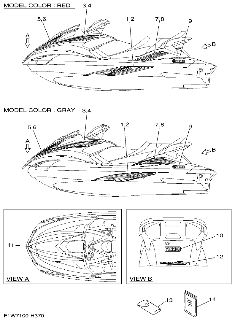 Yamaha FX1800A-H(6S51)F1W7 GRAPHICS parts diagram